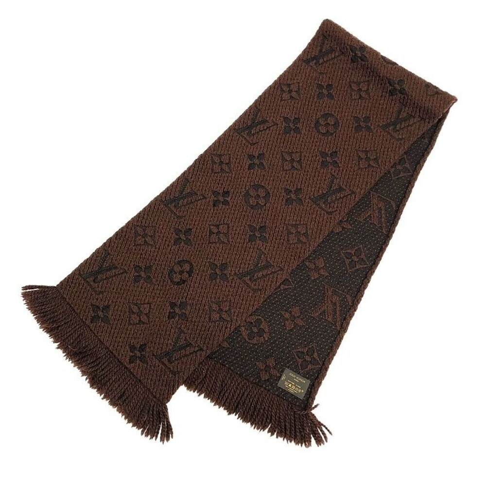 LOUIS VUITTON Echarpe Mania Scarf 413287 Brown Monogram Wool x Silk